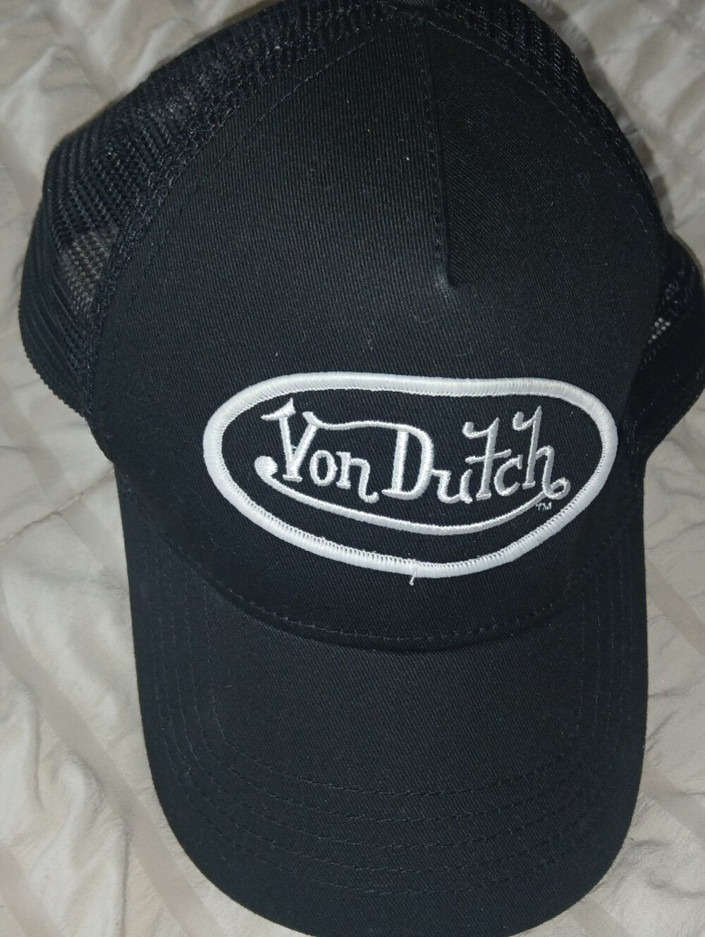 Von Dutch Black Hat with White Embroidered Logo